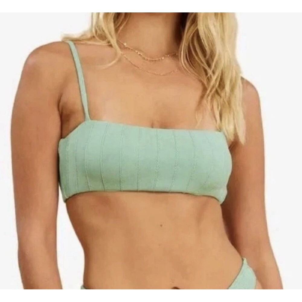 Billabong Women's Bikini Top Salty Blonde Sunset Rib Tank ,Size S,Mint Green NWT